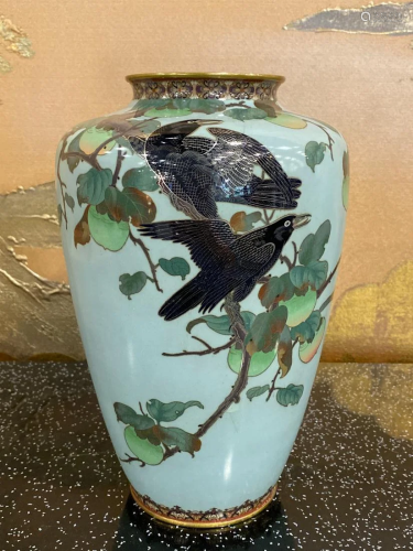 Japanese Cloisonne Vase - Crows