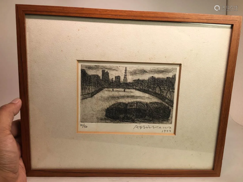 Framed Japanese Etching