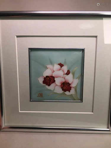 Japanese Framed Cloisonne Plaque - Peony