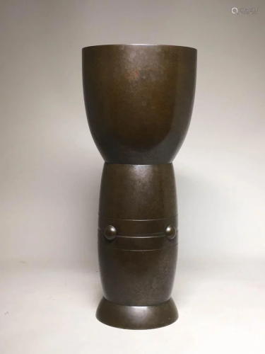 Japanese Modern Design Bronze Vase with Widetop