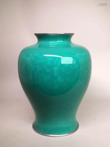 Japanese Celadon Cloisonne Vase - Ando Jubei