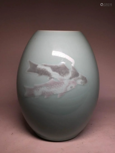 Japanese Studio Porcelain Vase - Koi