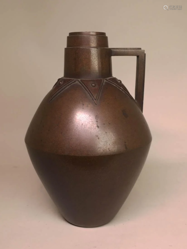 Japanese ArtDeco Bronze Vase with Handle