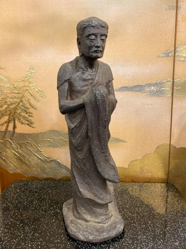 Japanese Pottery Figurine of Damo - Signed