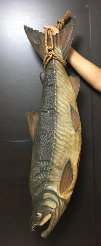 Large Japanese Carved Wood Fish