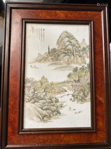 Chinese Porcelain Plaque with Landscape Scene