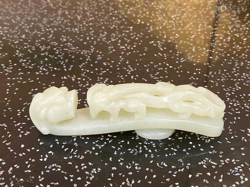 Chinese White Jade Belt Buckle