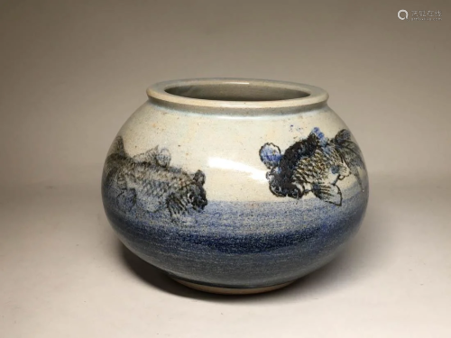 Japanese Studio Pottery Vase with Goldfish