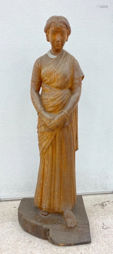 Large Japanese Carved Wood Model of Indian Dancer