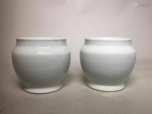 Pair Chinese White Porcelain Jar with Mark