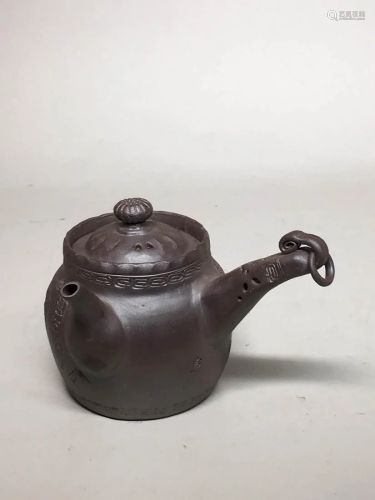 Japanese Bizen Terracotta Teapot with Ring H…