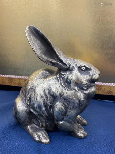 Japanese Silver Alloy Bronze Rabbit - signed