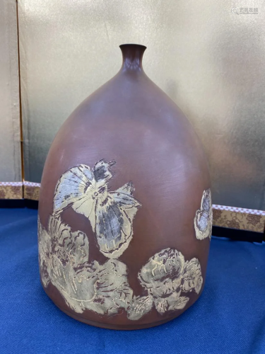 Japanese Copper Vase - butterfly