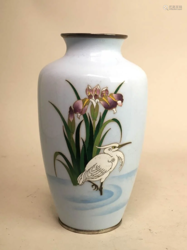 Japanese Cloisonne Vase - Heron