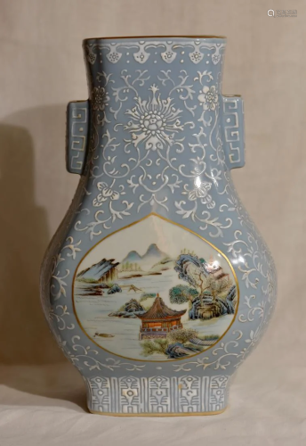 Chinese Famille Rose Porcelain Hu Shaped Vase -