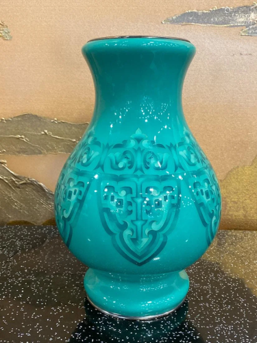 Japanese Celadon Cloisonne Vase by Ando Jubei