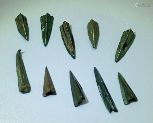 (10) Ancient Bronze Arrowheads, ca.1st C. BC