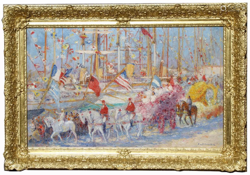 Cottavoz, Signed Impressionist Parade Scene