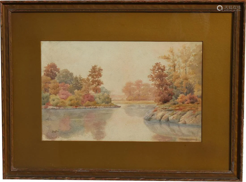 Signed, 19th C. Autumnal Watercolor