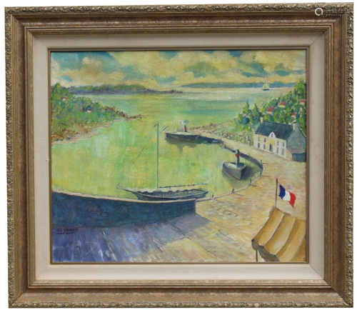 Signed, Painting of Port Manech Brittany France