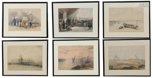 (6) After David Roberts, Hand Tinted Lithographs