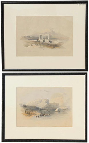 (2) After David Roberts Hand Colored Lithographs