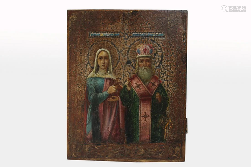 18th C. Russian Icon of Two Saints