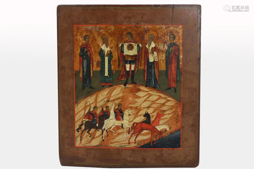 Exhibited 19th C. Russian Icon. Florus, Laurus...