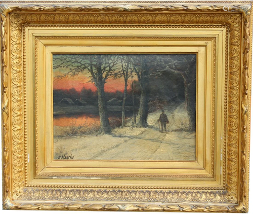 Signed, 19th C. American School Winter Lands…