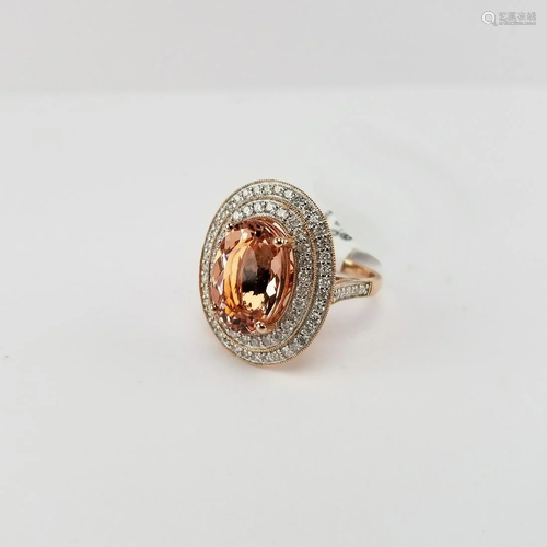 6.47ct Morganite & Diamond 14K Gold Ring