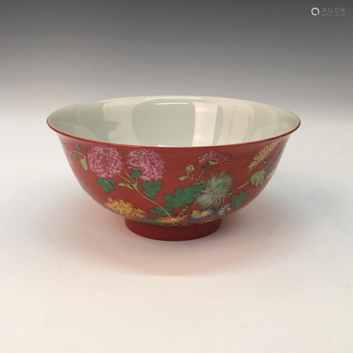 Chinese Famille Rose Porcelain 'Bird' Bowl, Yongzheng