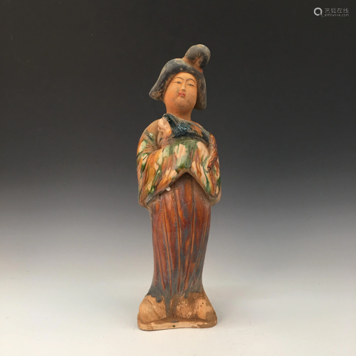 Chinese Sancai Pottery Beauty Figure