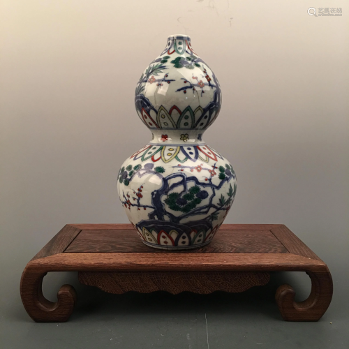 Chinese Doucai Double-Goured Bottle Vase, Chenghua…