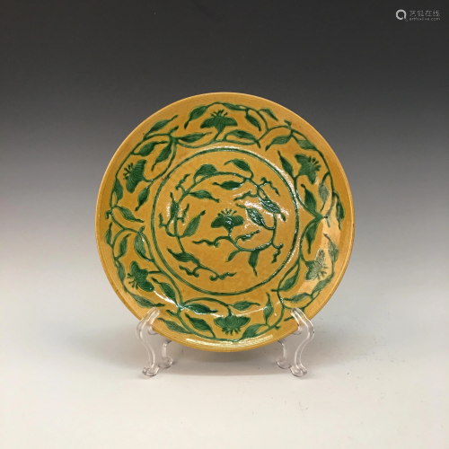 Chinese Yellow Glazed Plate, Qianlong Mark