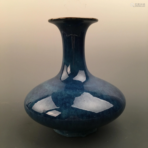 Chinese Blue Glazed Vase, Qianlong Mark