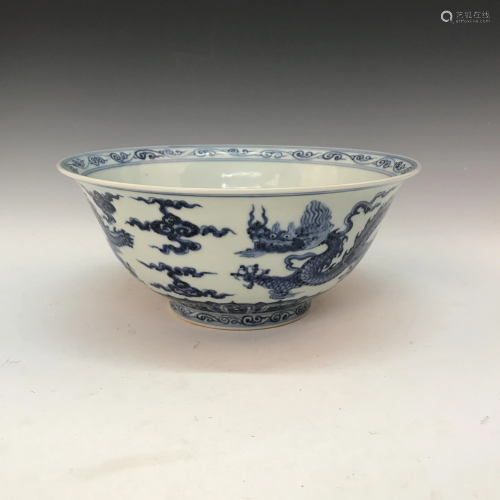 Chinese Blue-White 'Dragon' Bowl, Xuande Mark