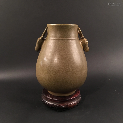 Chinese Teadust Glazed Porcelain Bailuzun Vase,