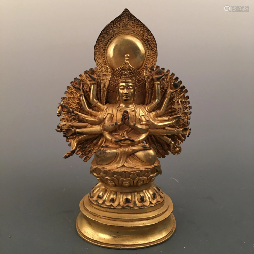 Chinese Gilt Bronze Avalokitesvara Figure