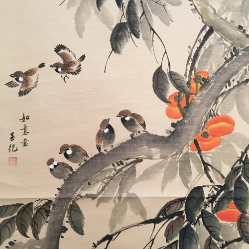 Chinese Hanging Scroll of 'Birds' Painting
