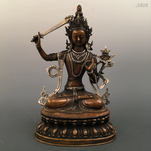 Chinese Bronze Manjushri Figure