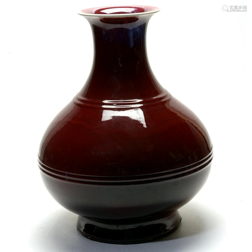 Chinese Flambe Glazed Baluster Vase