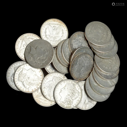 Collection of US Silver Dollars.