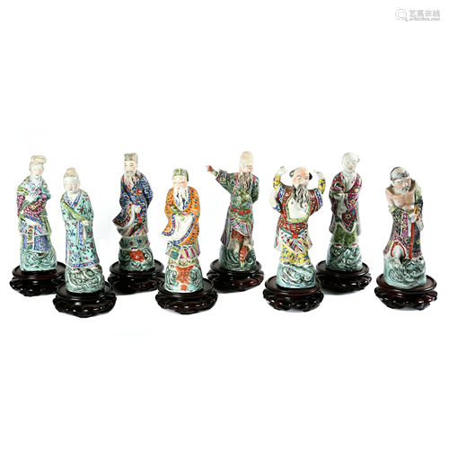 Set of Eight Chinese Famille Rose Figures of Immor…