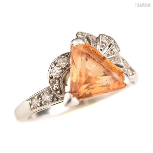 Topaz, Diamond, Platinum Ring.