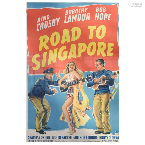 Road to Singapore Framed Colored Lithograph.