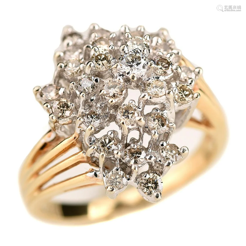 Diamond, 14k Gold Cluster Ring.