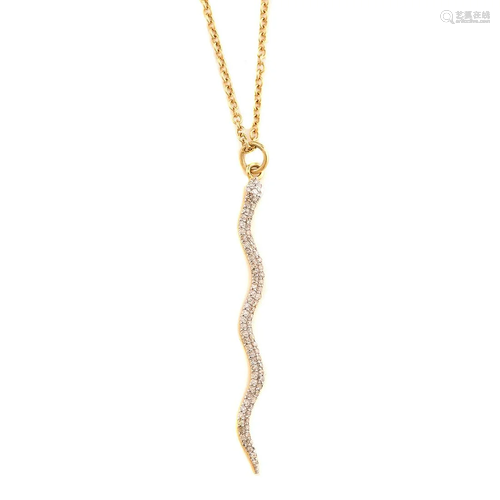 Diamond, 14k Gold Pendant Necklace.