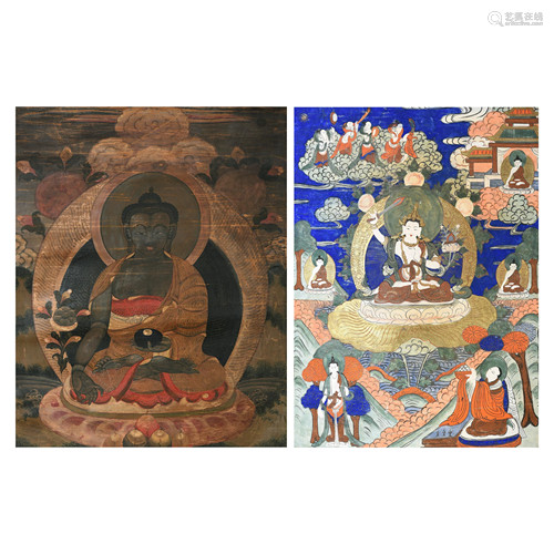 Two Tibetan Painted Thangkas