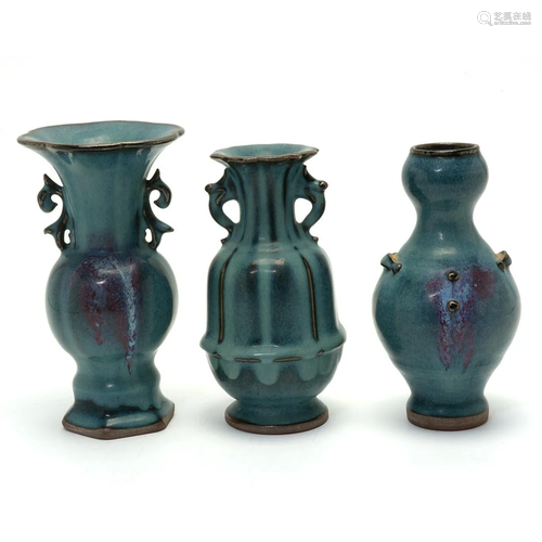 Three Chinese Junyao Type Vases