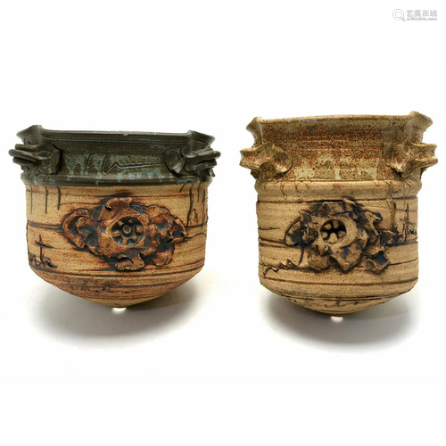 Two Dale Roush Glazed Ceramic Planters.